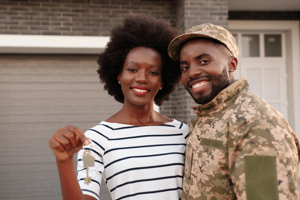 Portrait,Of,Young,African,American,Maried,Couple,Of,Army,Soldier
